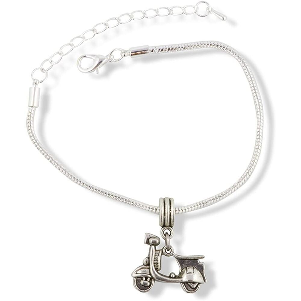Scooter Bike Snake Chain Charm Bracelet Jewelry